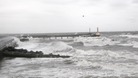 Rough seas at Amble pier