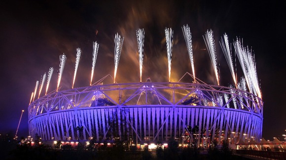The Olympic stadium during the closing ceremony