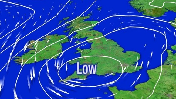 A deep area of low pressure moved over the UK on Saturday