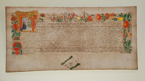 A charter from Henry VIII on display at the exhibition