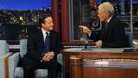 David Cameron talks with talk show host David Letterman on the David Letterman Show in New York,