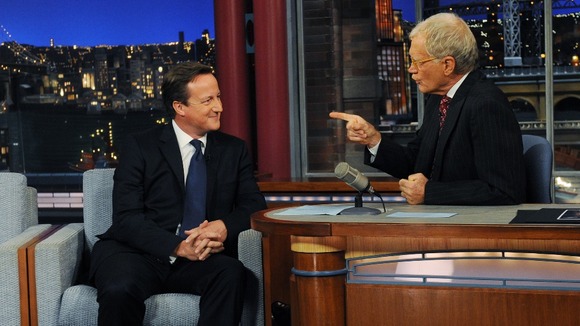 David Cameron appearing on the Late Show with David Letterman