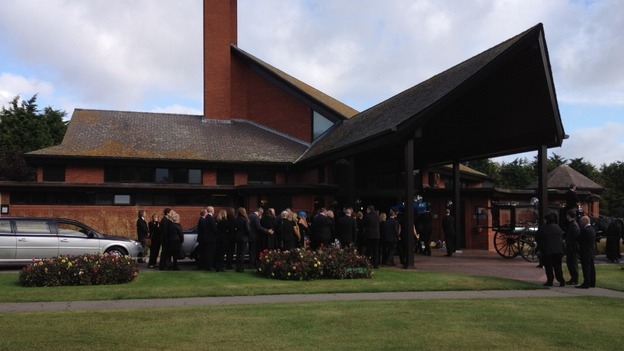 Mourners gather at Weeley Crematorium