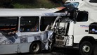 The lorry crashed into the bus in thick fog this morning