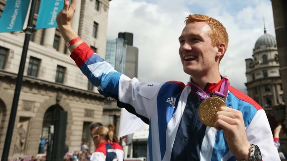 Rutherford pictured on the victory parade in London