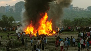 The aftermath of today's crash in Kathmandu.