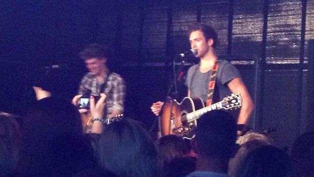 Joel and Andy on stage at Newcastle College