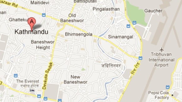 Tribhuvan International Airport (right) where the plane began its journey.