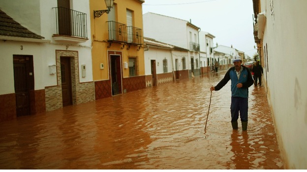 Floodwater in Bobadilla, near Malaga.