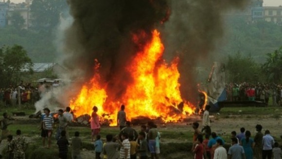 The aftermath of the crash in Kathmandu