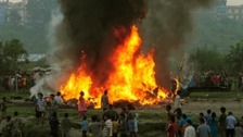 The aftermath of the crash in Kathmandu