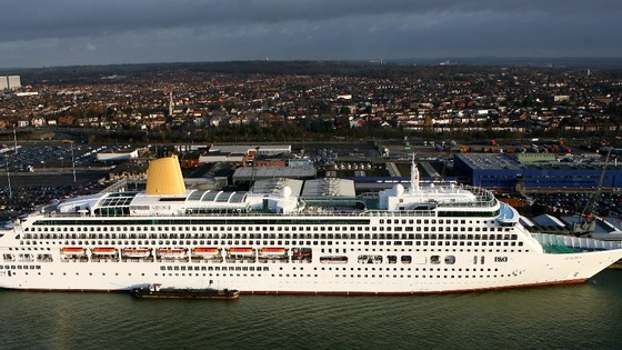 P&O Cruise Liner 'Aurora' in Southampton Docks, Hampshire.