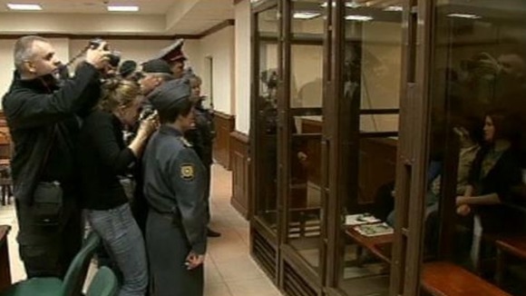 Photographers gathered to take picture of the Pussy Riots band members as they arrived in court