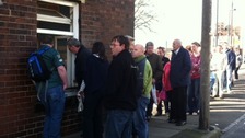 Customers queueing
