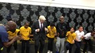 London Mayor Boris Johnson (left) with gold medallist Mo Farah.