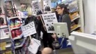 Protesters in a Tesco