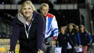Rebecca Adlington and Ross Davenport train for the charity bike ride across Africa