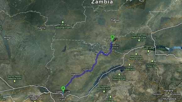 A map of the 280 mile route